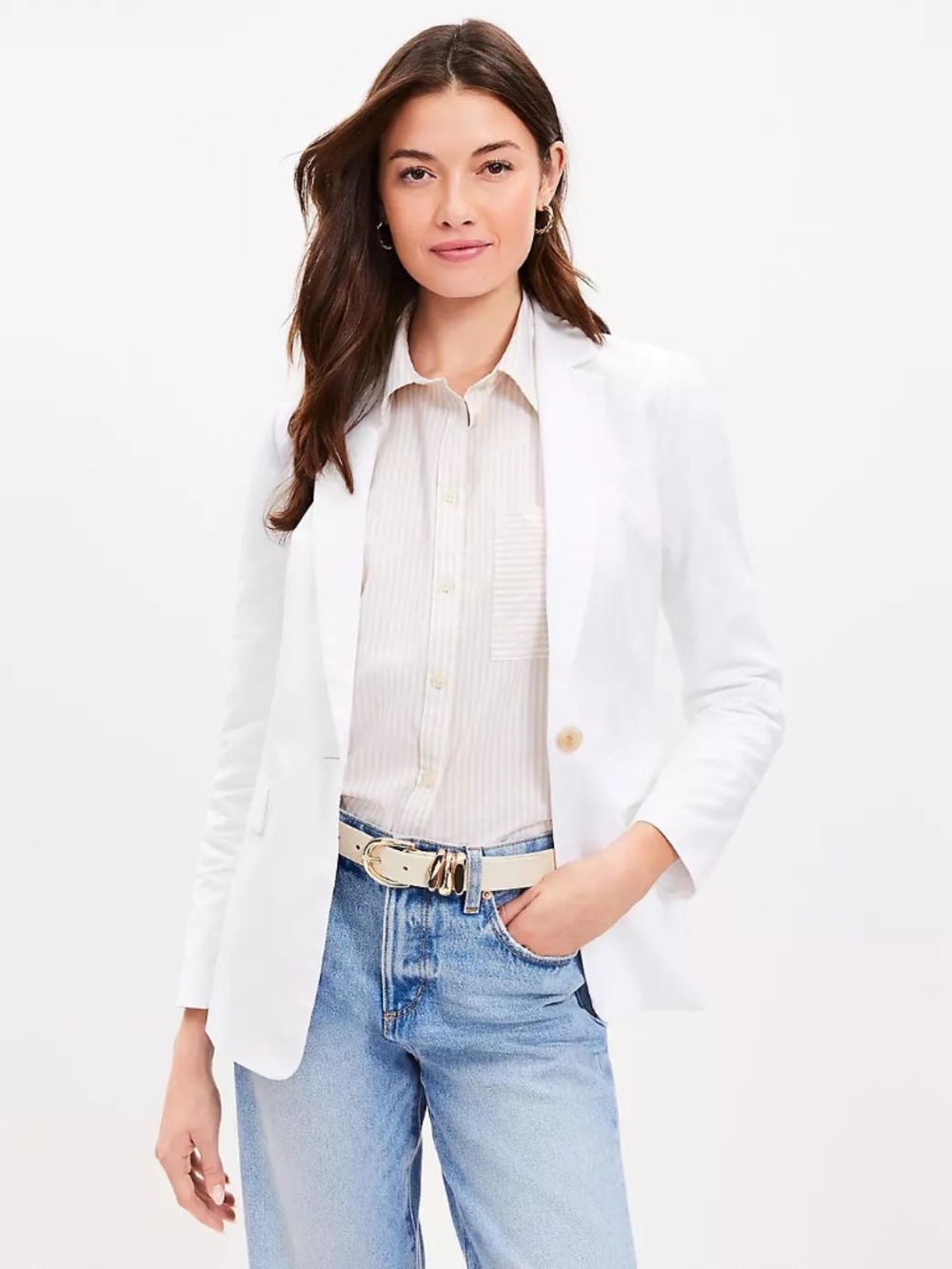 NWOT - LOFT White Single-Button Notch Lapel Blazer - Sz 14